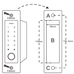 EF4 * Controler de acces stand-alone, incastrabil, antivandal de exterior cu tastatura, cititor RFID si amprenta