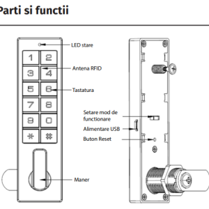 TKD-830-sw * Incuietoare standalone pentru usi de vestiare si dulapuri cu cititor RFID MF 13,56 MHz si cod numeric PIN, gri