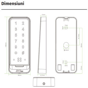ACC-ER-QR600-VK-1 * Cititor de proximitate RFID EM 125kHz, PIN si cod QR, cu comunicatie Wiegand sau RS485, tastatura touch, IP65