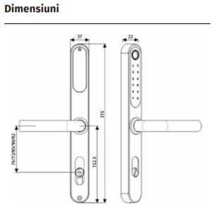 929PG-62-F(TUYA) * Incuietoare all-in-one cu cititor de carduri Mifare 13.56MHz, cod PIN, amprenta, aplicatie TUYA, BLE, IP65