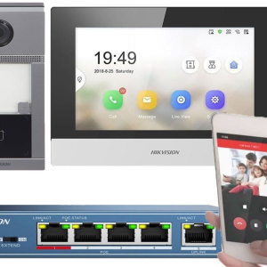 DS-KIS604-S-(C) * Kit videointerfon IP Hikvision, o familie, 2MP, PoE, montaj aparent, Monitor 7 inch, Touchscreen, card microSD